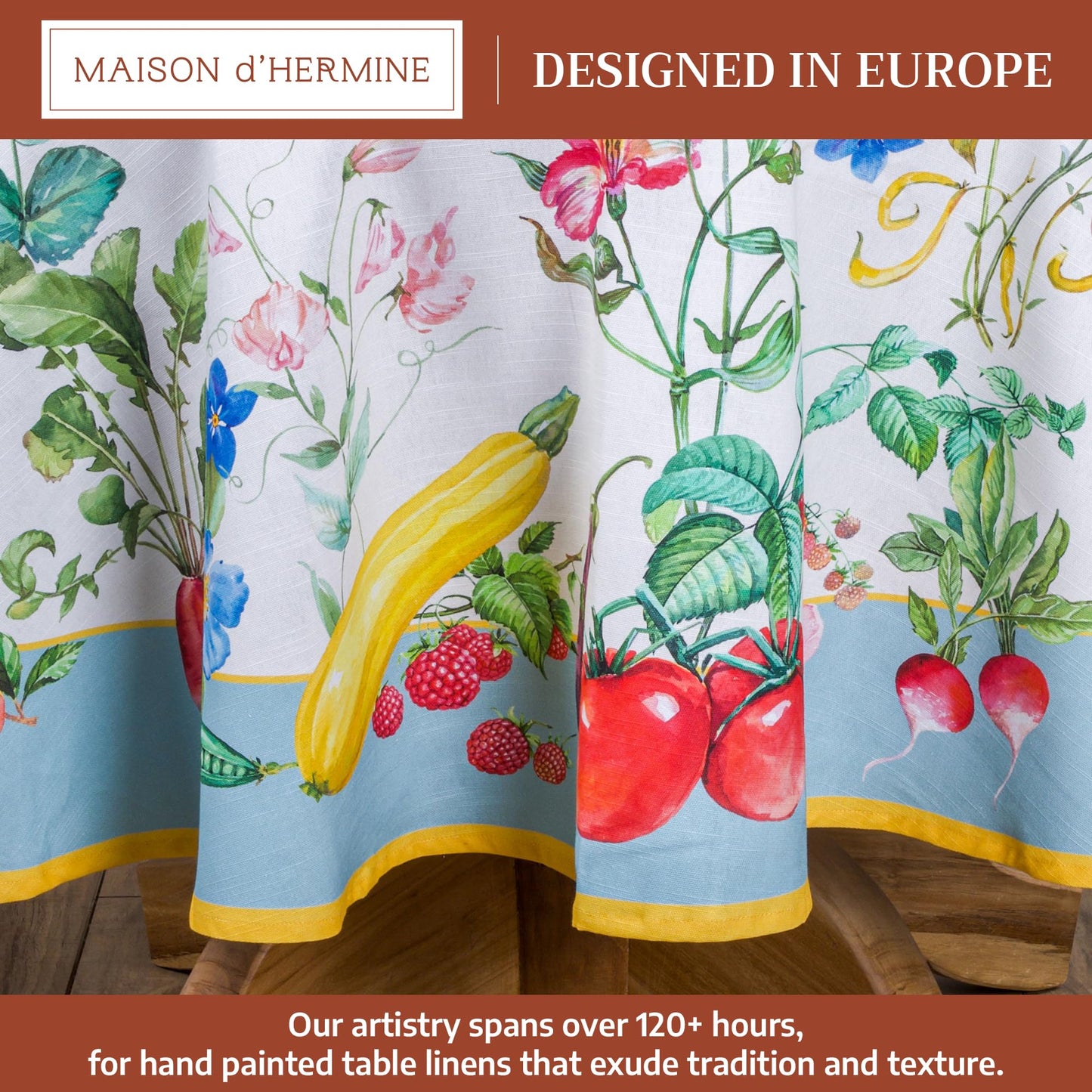 Maison d' Hermine Table Cloth Round Table 100% Cotton 69 Round Inches Tablecloth Reusable Decorative for Dining Kitchen Room Farmhouse Home Gifts for Mothers Day Spring Summer - Giverny