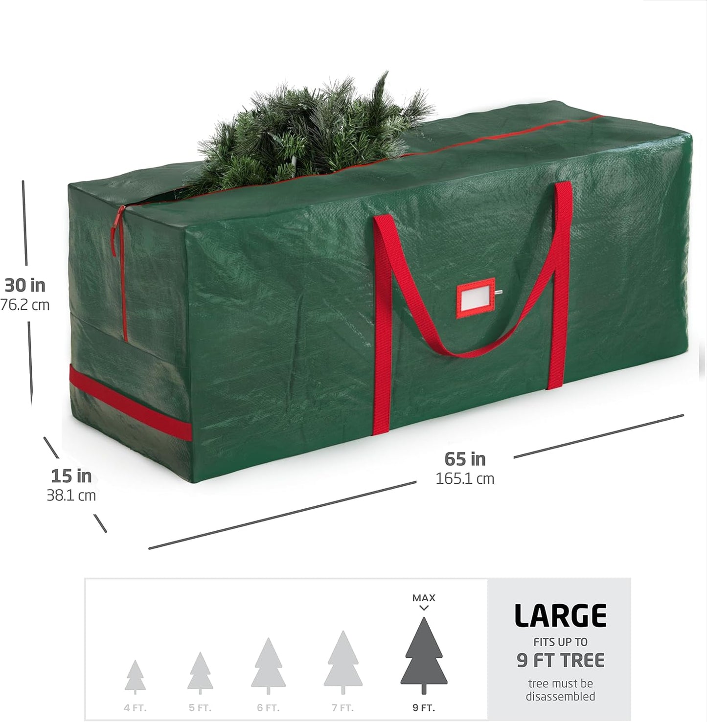 Zober Large Christmas Tree Storage Bag - Waterproof & Durable for 9 Ft Artificial Trees - Green