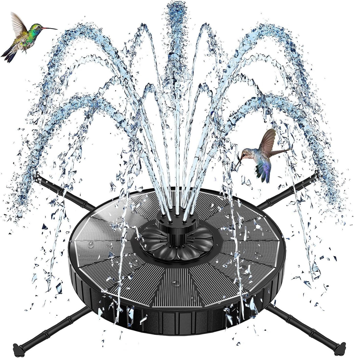 SZMP Solar Fountain - 3 Spray Heights & 7 Nozzles | 3.5W Glass Bird Bath Pump for Garden, Pool, Pond