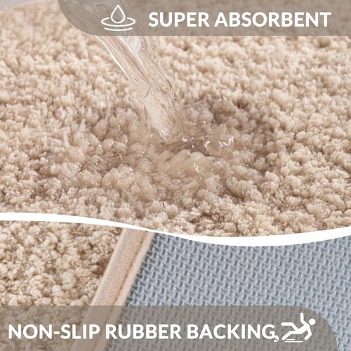 Exclusivo Mezcla Bathroom Rugs - Extra Soft Non-Slip Microfiber Mat 17x24 | Quick Dry, Solid Camel