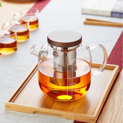 DOPUDO Glass Teapot With Stainless Steel Infuser 1200ml, Glass Tea Pot, Loose Leaf Tea Kettle, Glass Kettle Stovetop, Teapot With Strainer, Tea Infuser Pot Glass Teacup Tea Cups For Blooming Tea