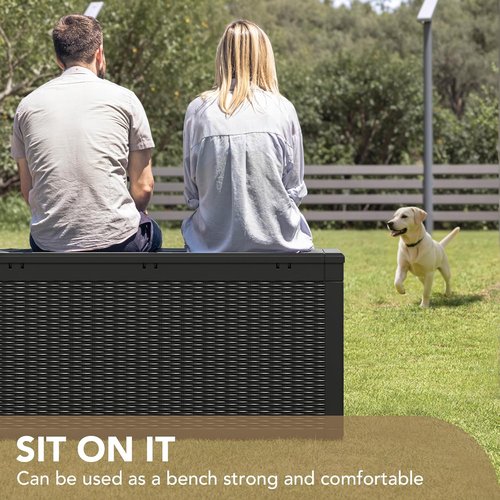 Devoko 100 Gallon Waterproof Resin Deck Box - Lockable Storage for Patio Furniture & Garden Tools | Black