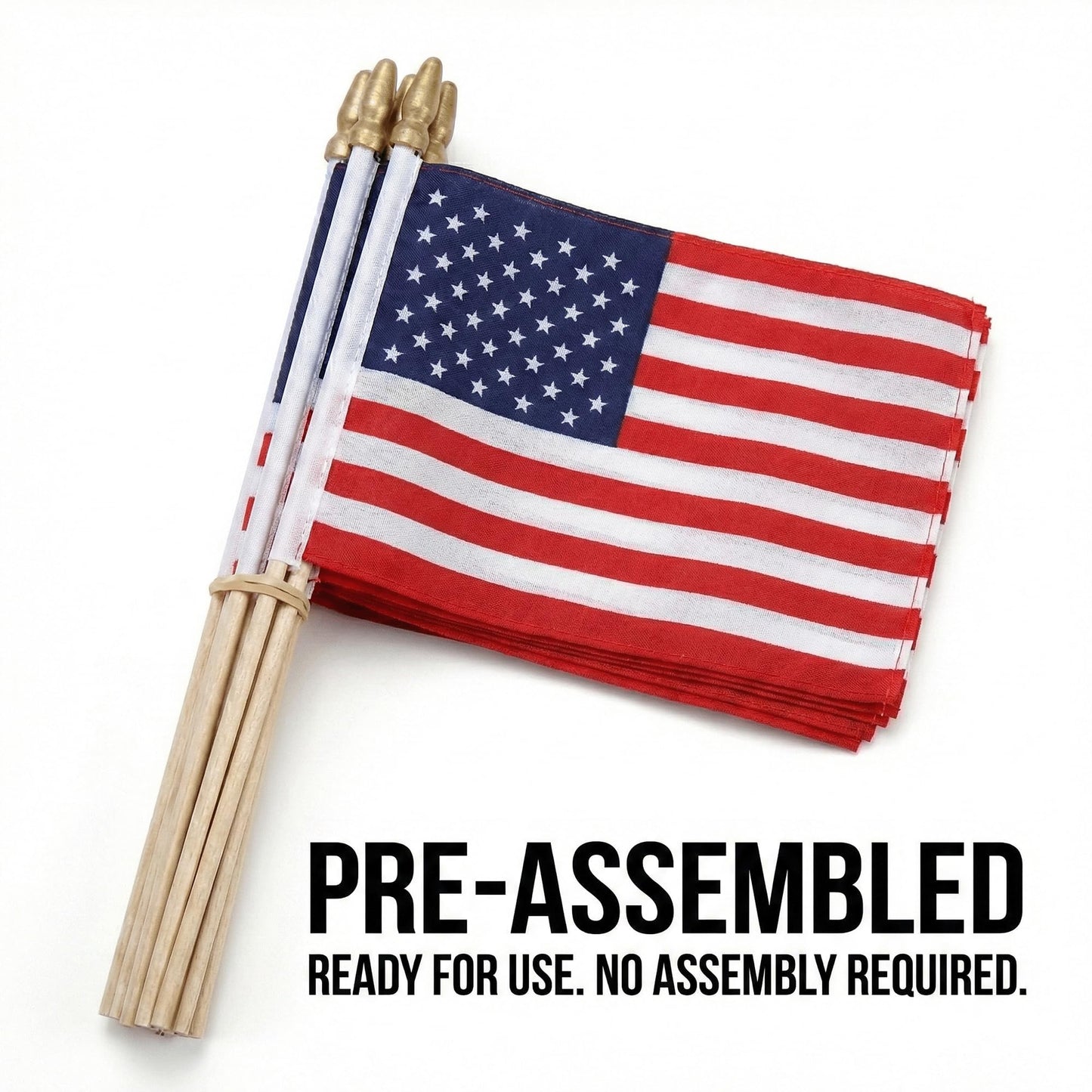 Pack of 100 Mini American Flags - 4x6 Inch Small American Flags on Sticks - Preassembled Handheld USA Flags for Memorial Day, 4th of July Decorations & Patriotic Events