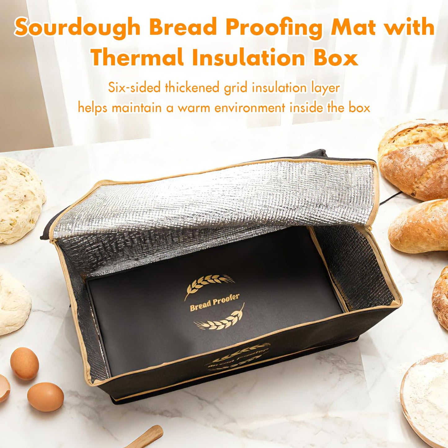 Ftzataz Sourdough Warming Mat with Bread Proofer Warming Box, Sourdough Heating Mat Used to Provide Sufficient Temperature for Bread Proofing, Sourdough Warming, Sourdough Heating, Dough Riser