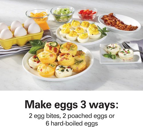 Hamilton Beach Electric Egg Bite Maker - Sous Vide Style Cooker with Nonstick Tray, Teal | Makes 2 Eggs in 10 Minutes