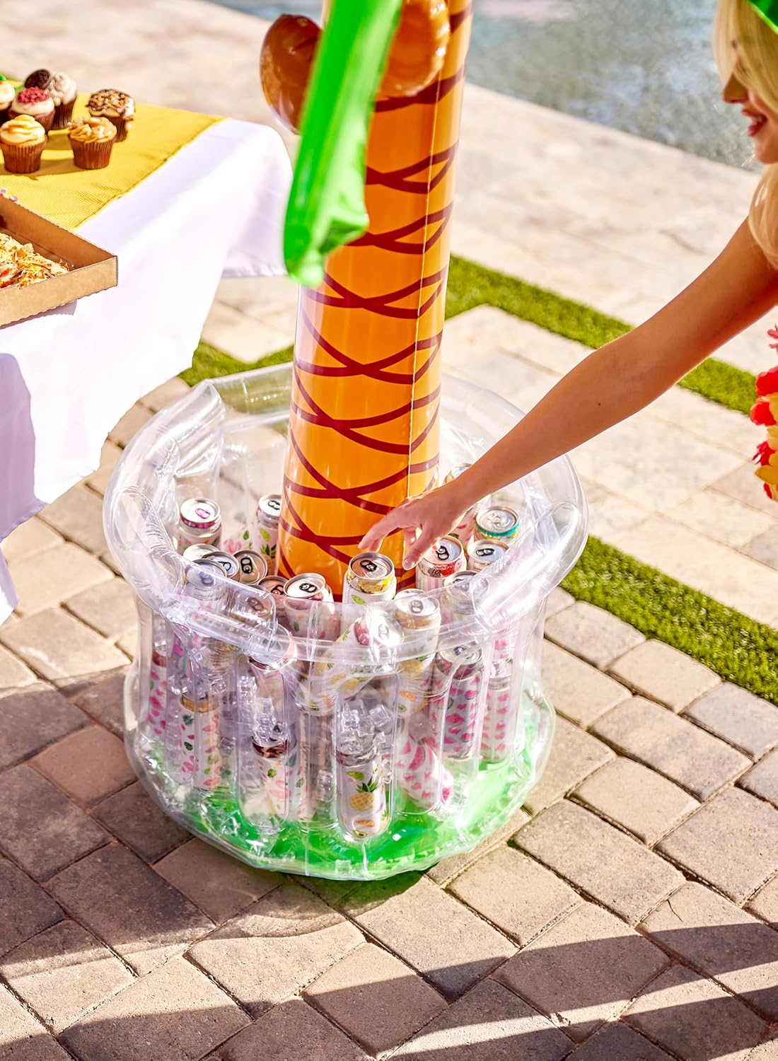 JOYIN 60" Inflatable Palm Tree Cooler - Tropical Beach Party Decor & Summer Drink Chiller