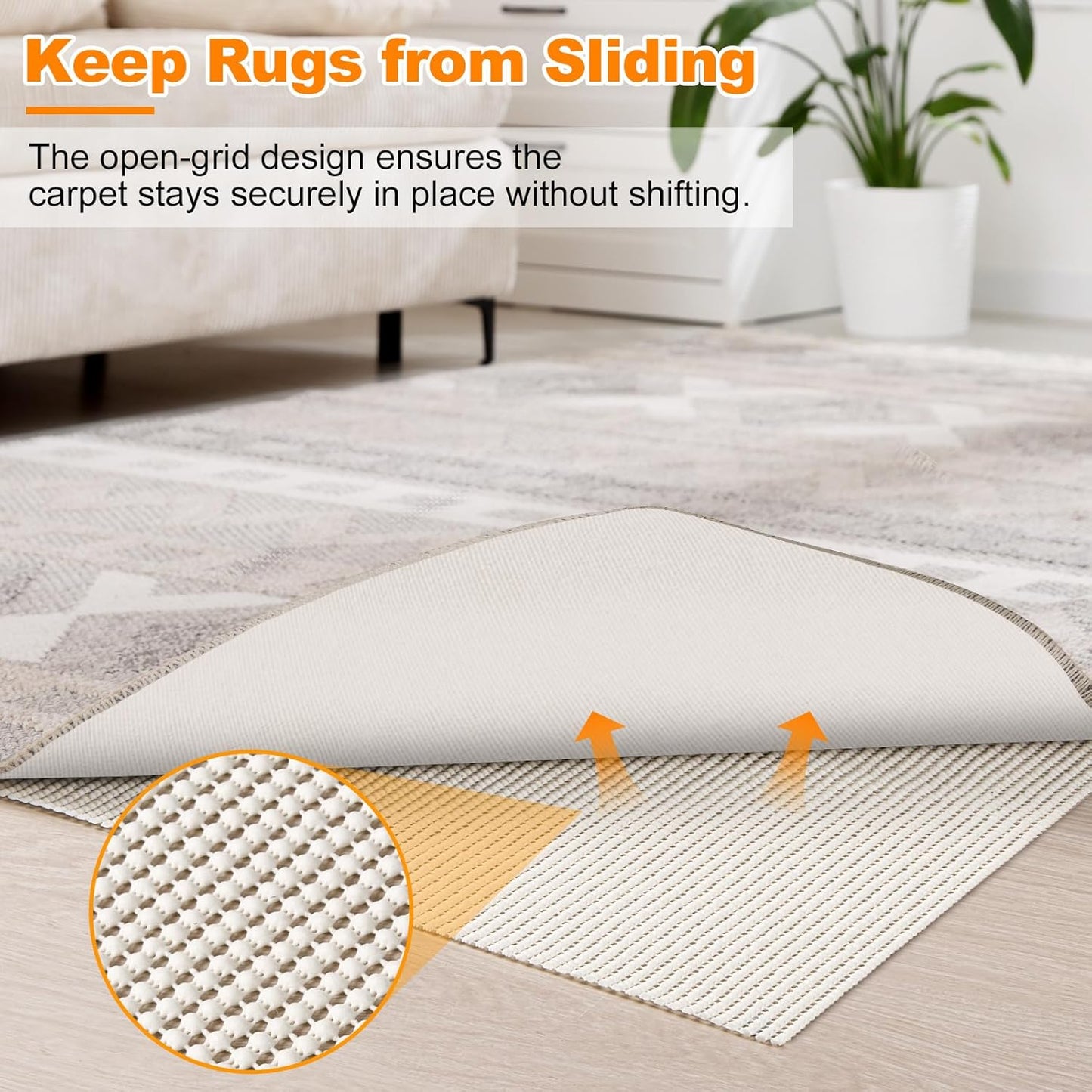 Songrey Non-Slip Rug Pad Gripper - Extra Thick 2x3 FT Carpet Pad for Hard Surfaces | Prevents Sliding & Protects Floors