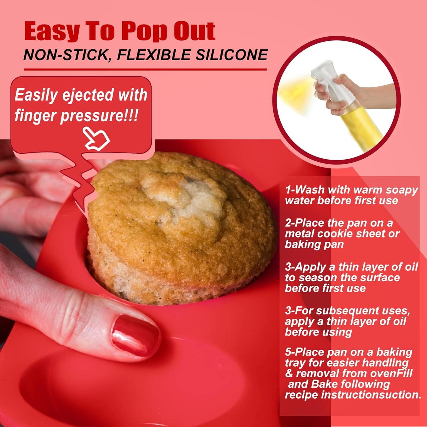 Skiennix Silicone Muffin Pan Set - 12-Cup Non-Stick Baking Mold | Dishwasher & Microwave Safe