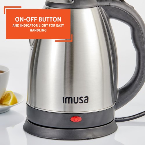 IMUSA USA GAU-18220 1.8 Liter Cordless Stainless Steel Electric Tea Kettle with Easy To Serve Pouring Spout