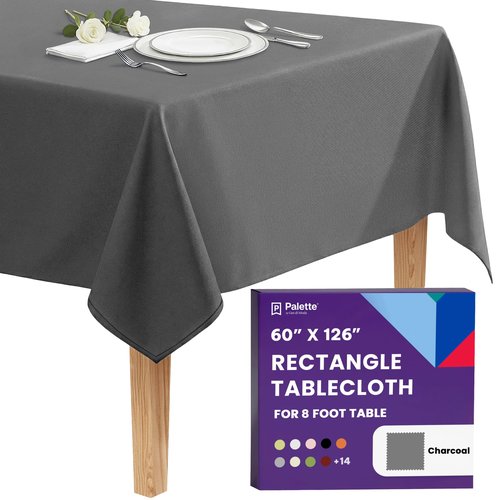 Gee Di Moda Rectangle Tablecloth - 60 x 126 Inch Charcoal Table Cloth for 8 Foot Rectangle Tables - Heavy Duty Washable Fabric - for Holiday Party, Dinner, Weddings, Baby Shower & Events