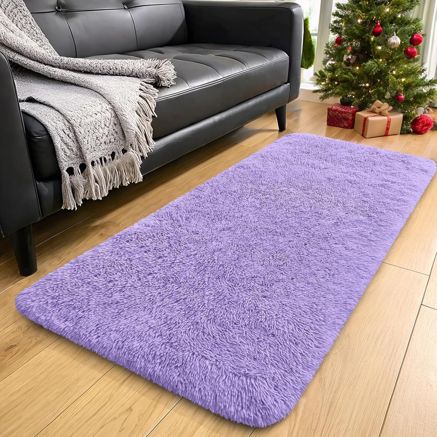 OLANLY Runner Rugs - Soft Fluffy Machine Washable 2x5 for Hallway, Bedroom, Living Room | Light Purple