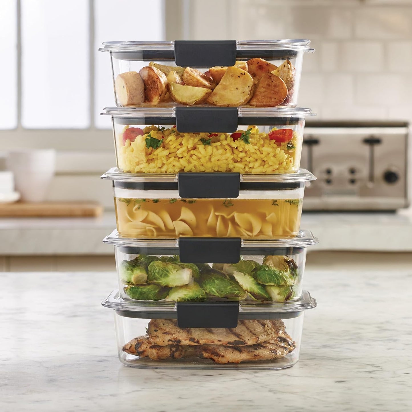 Rubbermaid Brilliance Food Storage Containers - BPA-Free, Airtight Lids, Perfect for Meal Prep | Set of 5 (3.2 Cup)