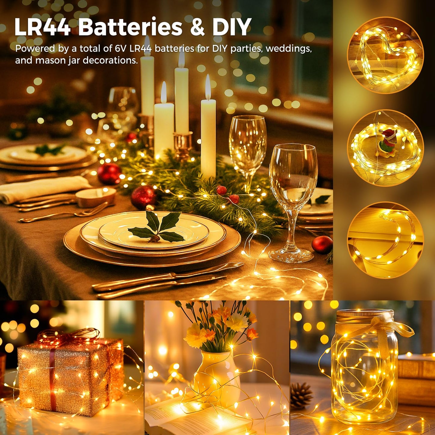 litogo 12 Pack Yellow Fairy Lights Battery Operated with Timer, 20 LED 3 Modes Twinkle Light, 7ft Waterproof Silver Wire Mini Small Bulk Mason Jar String Light, Decor for Wedding Party Christmas