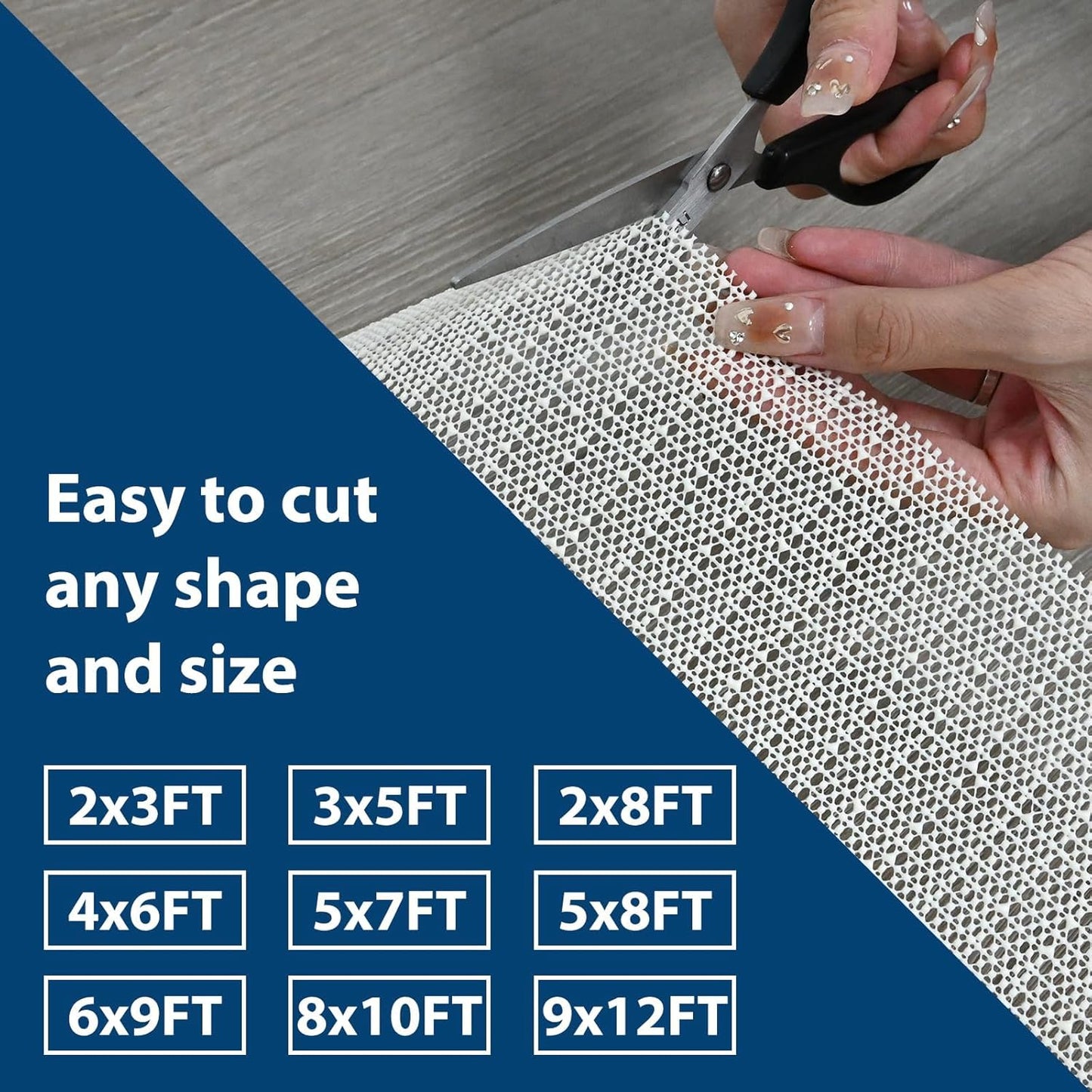 Skiennix Non-Slip Rug Pad Gripper - 2x4 Anti-Skid Mat for Hardwood Floors - White