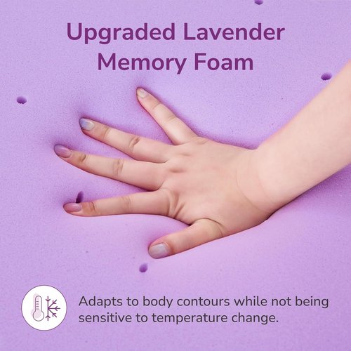Full Lavender Infusion Memory Foam Mattress Topper - Ventilated & Pressure Relieving | CertiPUR-US Certified, Medium Firm, 54"x75"