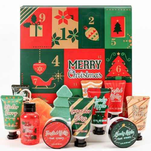 BODY & EARTH Advent Calendar 2025 - 12 Days of Spa Gifts for Women & Teens | Hand Cream & Body Lotion