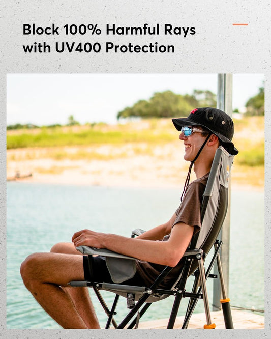 Vanmage Summerlin Polarized Sports Sunglasses for Men Women, UV400 Protection HD Lens, Lightweight for Fishing, Driving (Frame: Matte Black/Lens: Clear Rose/VLT: 51%)