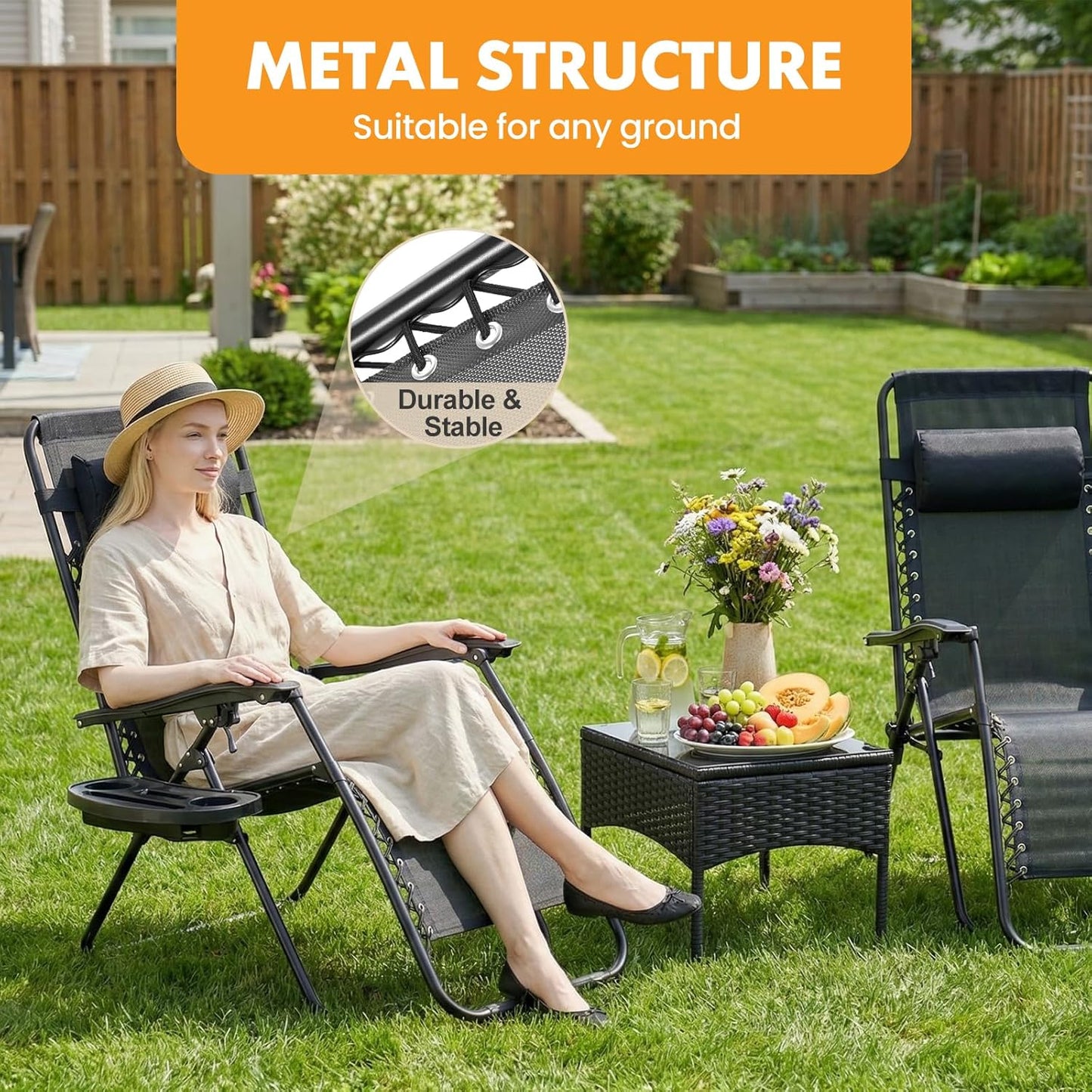 NEWBULIG Zero Gravity Chair Set of 2 - Portable Adjustable Lounge Chairs with Cup Holders & Mesh Back
