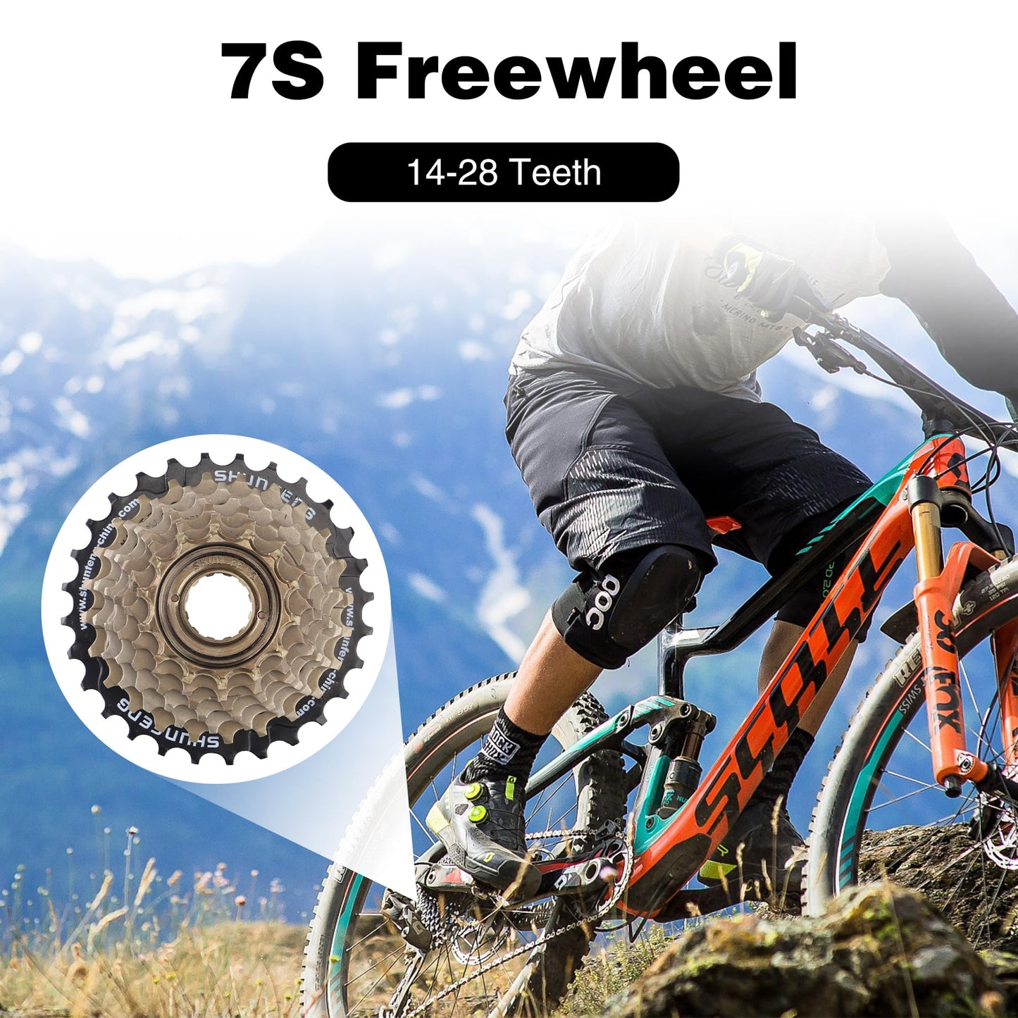 WEEROCK Bike Freewheel 7 Speeds, 14-28T Threaded Freewheel Screw On Bicycle Replement Part for MTB, Cruiser Bicycle