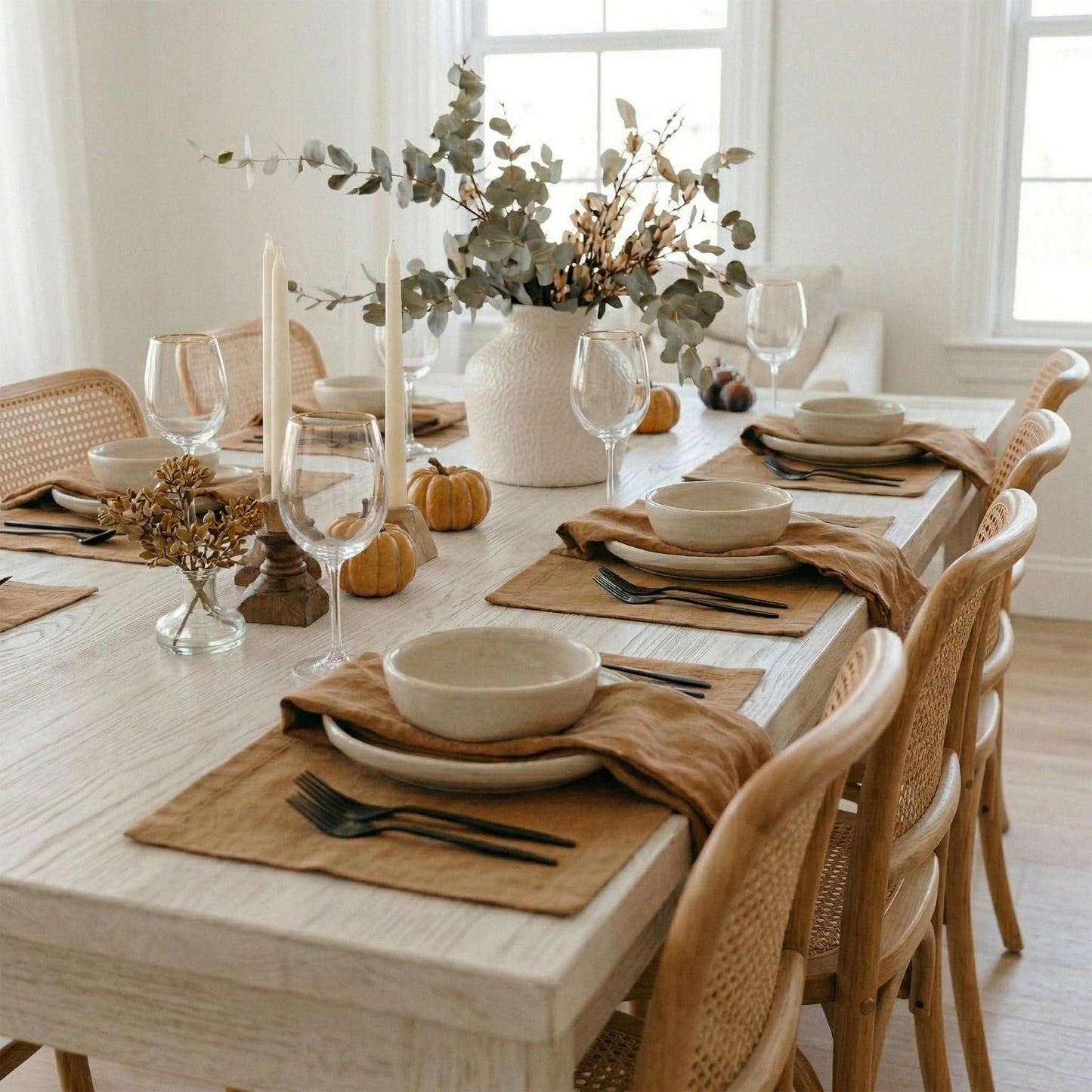 Solino Home Linen Placemats Set of 4 - Tobacco Brown Placemats 14 x 19 Inch - 100% Pure Linen Table Place Mats - Diana Medium Weight