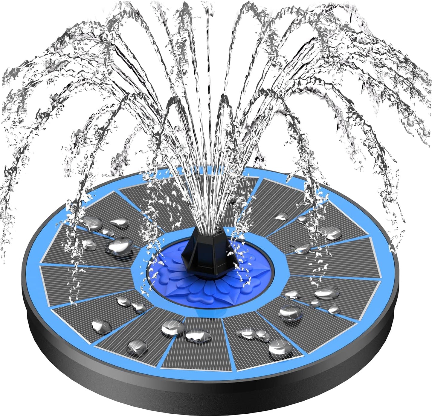 SZMP Solar Fountain - 3.5W Solar Powered Bird Bath Water Feature with 7 Nozzles & 4 Fixed Pipes for Gardens, Pools, Ponds, and Fish Tanks