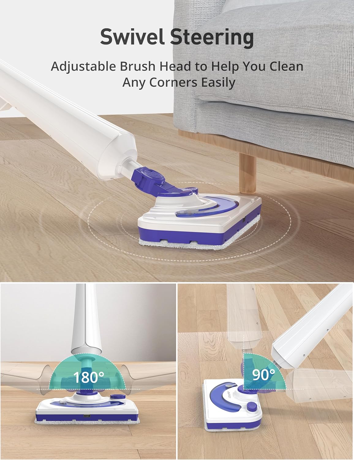 Skiennix 1300W Steam Mop Cleaner - Fast Heating 25s | Lightweight Floor Steamer for Hardwood & Tiles, 2 Washable Pads