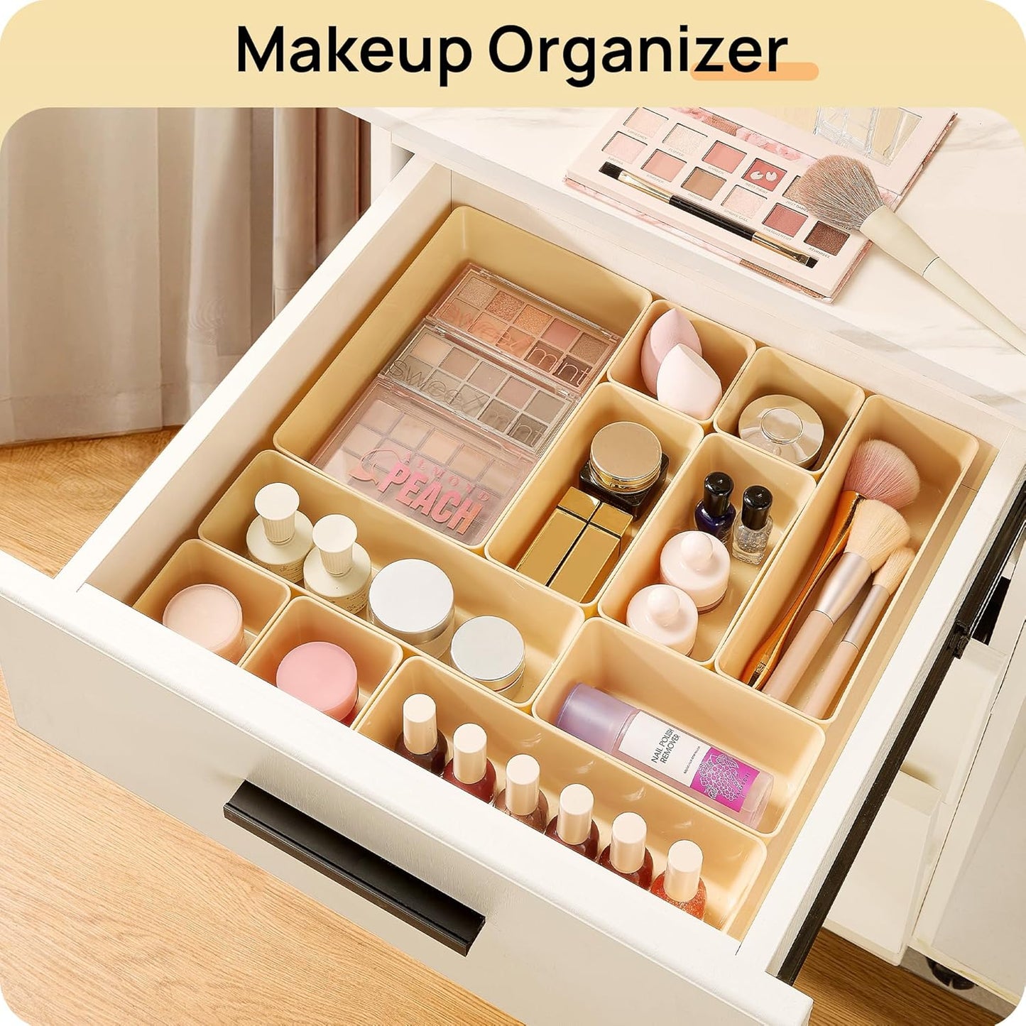 Vtopmart 25 PCS Plastic Drawer Organizers - Versatile Storage Bins for Makeup, Kitchen & Office | 4 Sizes