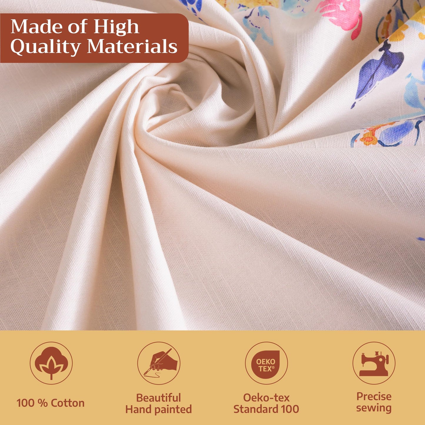 Maison d' Hermine Table Cloth Round Table 100% Cotton 69 Round Inches Tablecloth Reusable Decorative for Dining Kitchen Room Farmhouse Home Gifts for Mothers Day Spring Summer - Girassol