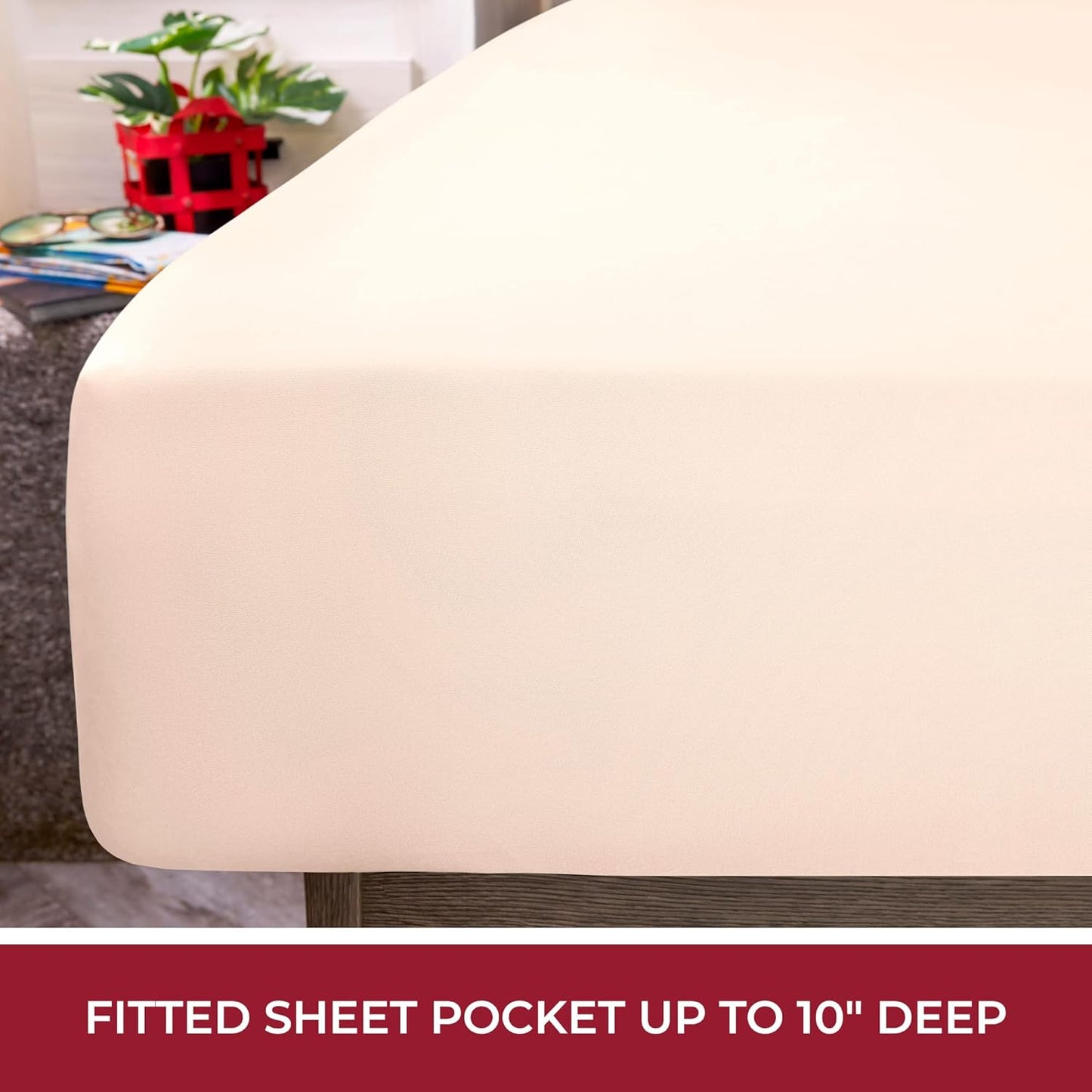 Mellanni RV Short Queen Sheets - Luxury 4 PC Bedding Set - Extra Soft, Cooling, Deep Pocket (Beige)