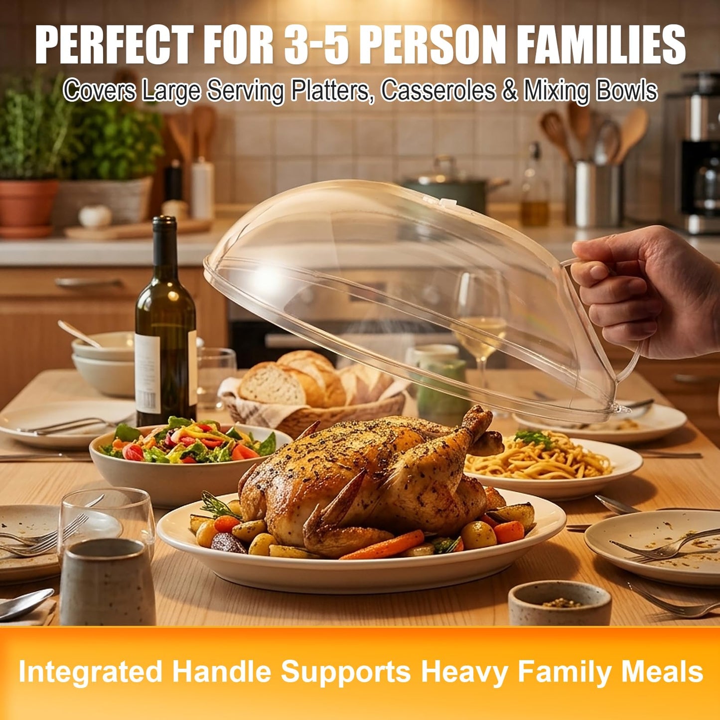 WENWELL Microwave Splatter Cover for Food 12",Large Clear Microwave Splash Guard Cooker lid with Handle,Dish bowl Plate Serving Cover Home Kitchen Essential,BPA-Free,Saft Plastic