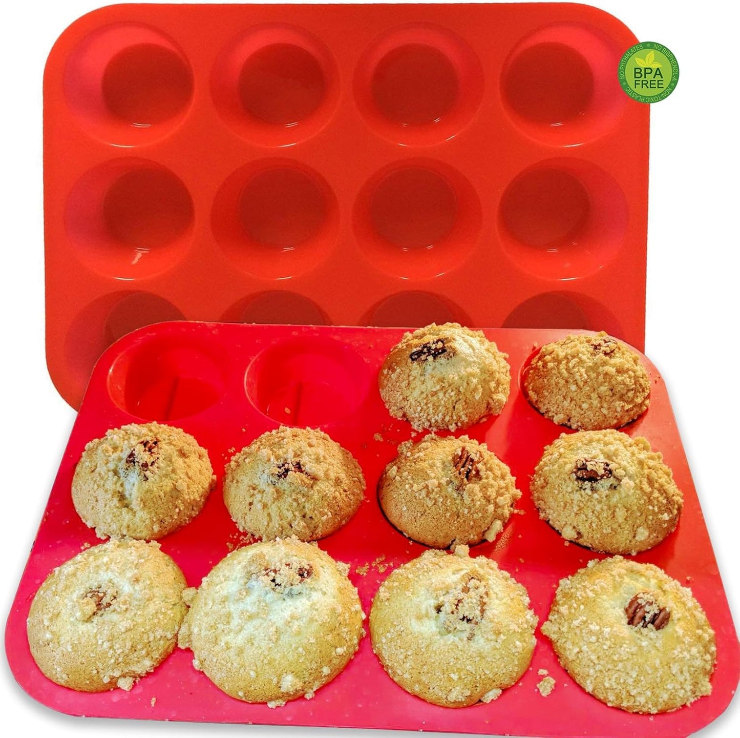 Skiennix Silicone Muffin Pan Set - 12-Cup Non-Stick Baking Mold | Dishwasher & Microwave Safe