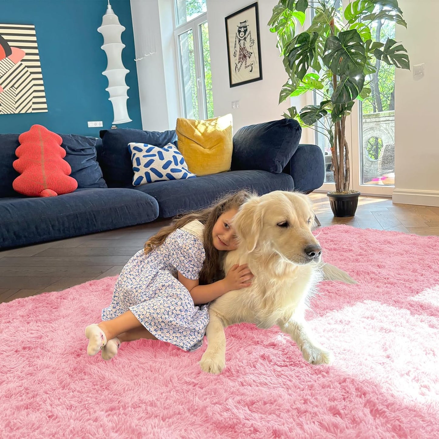 OLANLY Runner Rugs - Soft, Machine Washable Shaggy Design for Hallway & Bedroom | Pink 2x5 ft