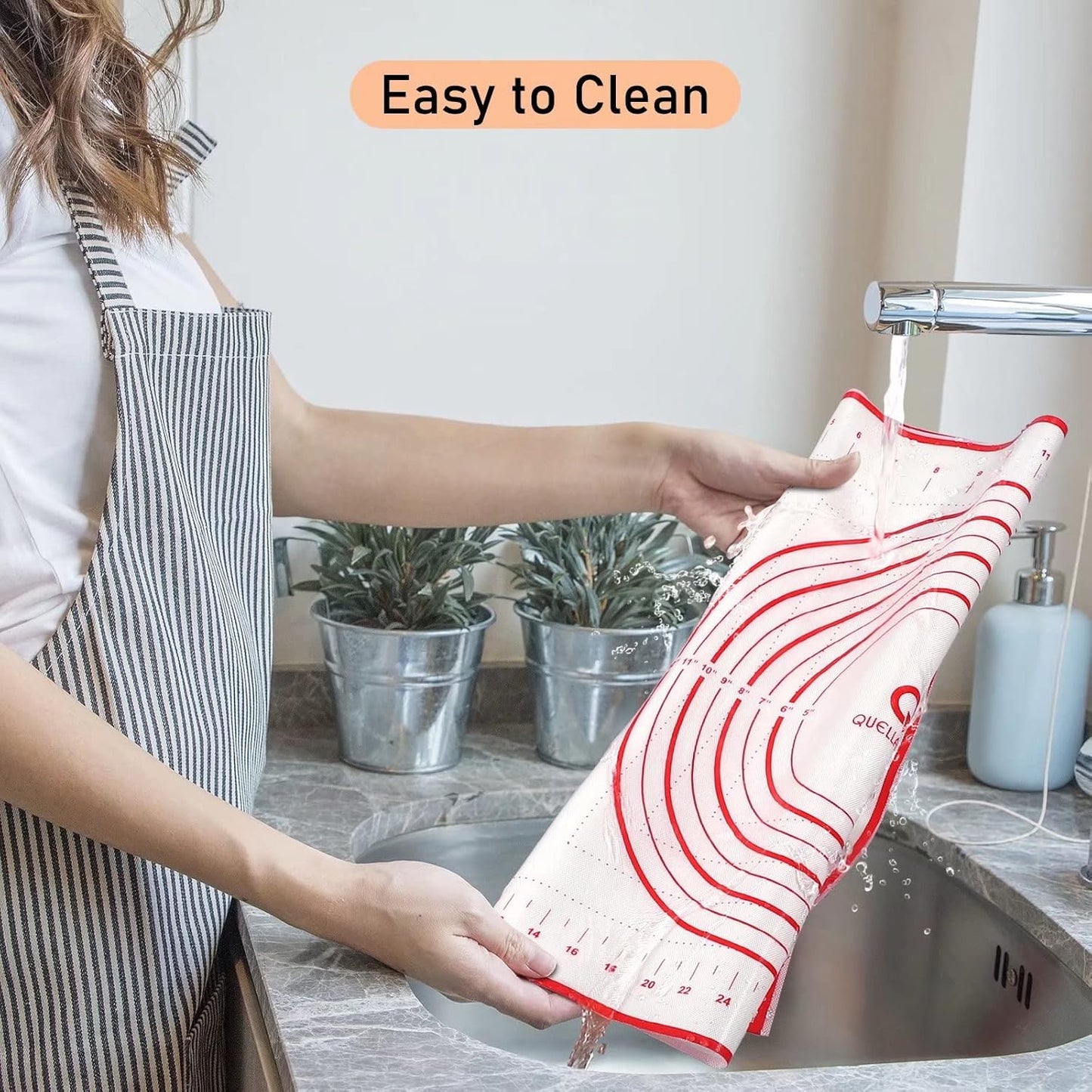 Skiennix Extra Large Silicone Pastry Mat - Non-Stick Baking Mat with Measurements, 24" x 32", Red