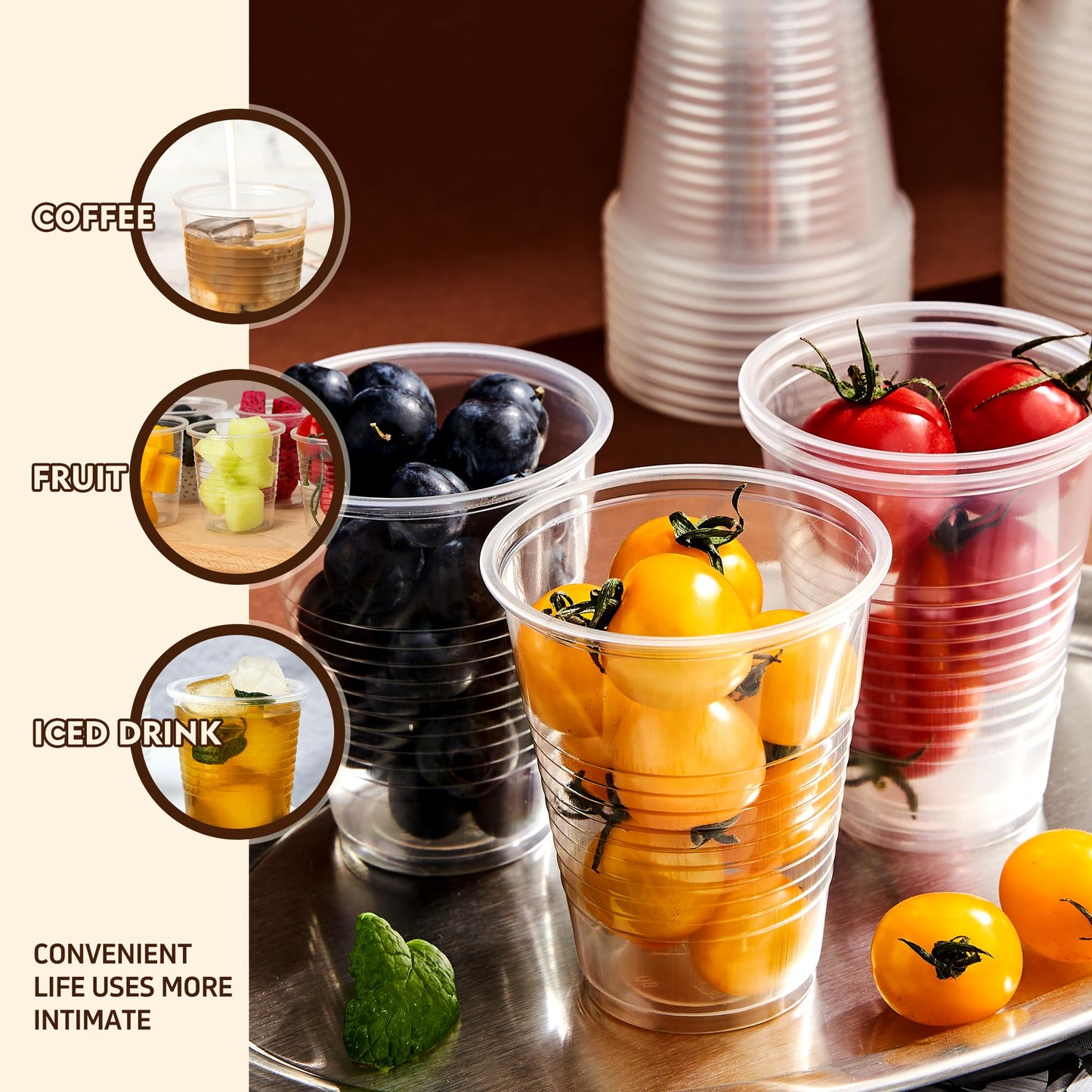 YEEHAW 9 oz Plastic Cups, 500 Pack - Clear Disposable Drinking Water Cups for Cold Beverages, Clear Plastic Cups for Drinking, Ideal for Party