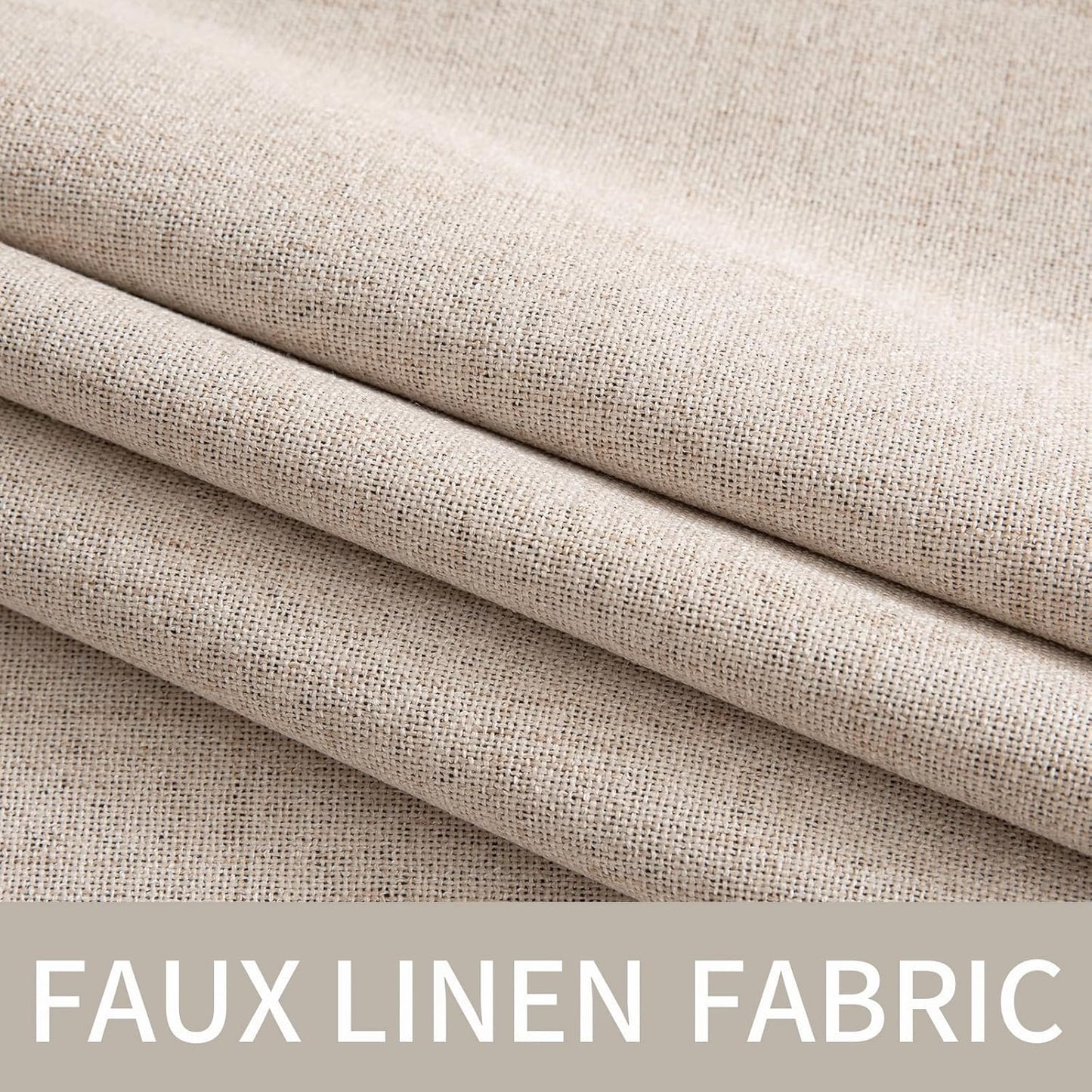 MIULEE Blackout Curtains - 100% Thermal Insulated Linen Textured Drapes | Natural Beige, 52 x 64 Inch (2 Panels)
