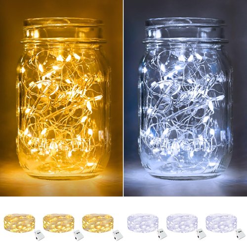 btfarm 6 Pack Fairy Lights Battery Operated [3 Modes], 7ft 20 Led Twinkle Lights String Lights Waterproof Bulk Small Mini Silver Wire for Christmas Mason Jars Wedding Table Centerpiece