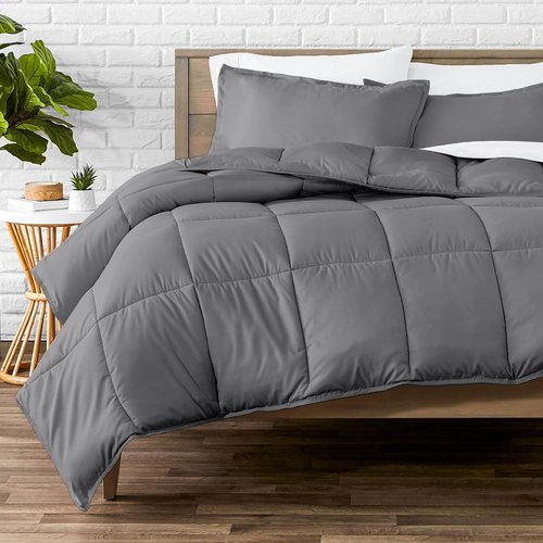 Bare Home Queen Comforter Set - Ultra-Soft Goose Down Alternative - Premium 1800 Series - All Season Warmth | Grey
