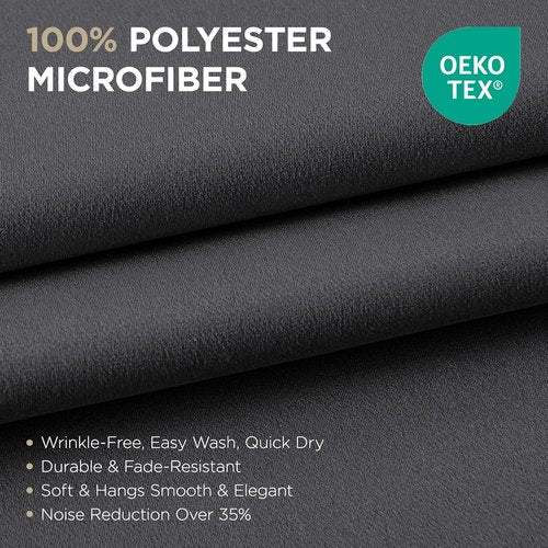 Joydeco Grey Blackout Curtains - 84 Inch Long Thermal Insulated Room Divider Drapes | Noise Reducing, 2 Panels