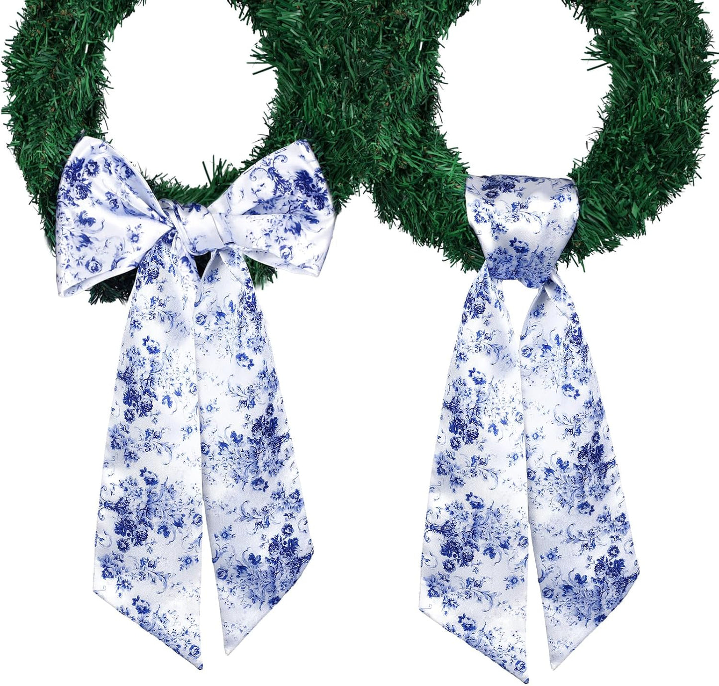 Skiennix Wreath Sash Set - Reversible Chinoiserie Decor for Monogram Garland | Indoor/Outdoor Use