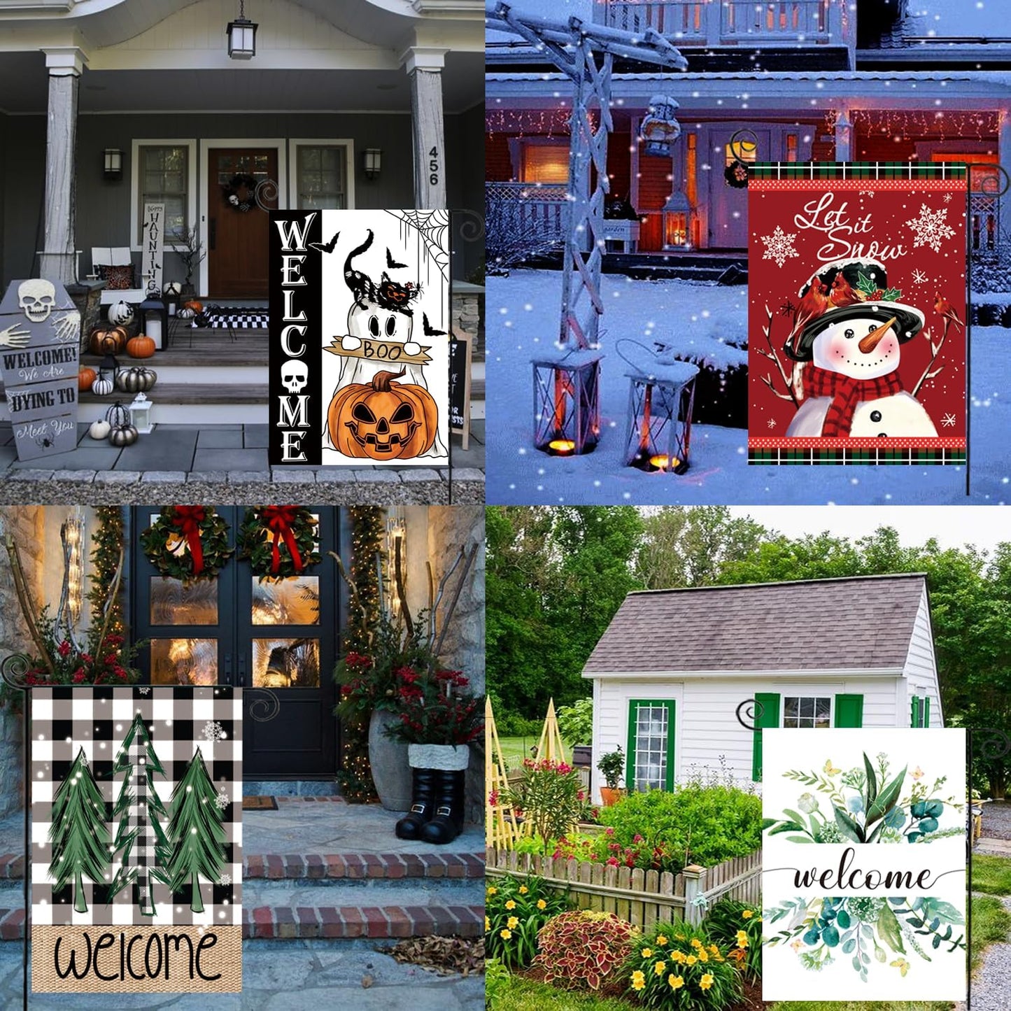 Seasonal Garden Flags by [Brand Name] - Set of 12 Double-Sided 12 x 18 Inch Yard Flags for All Seasons