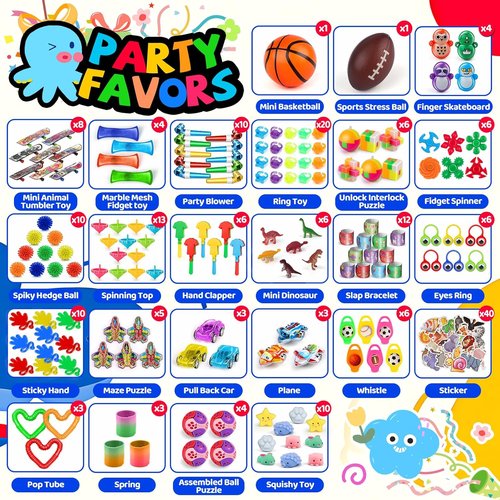 Amy&Benton 200PCS Party Favors for Kids - Fun Goodie Bag Stuffers & Classroom Prizes | Bulk Fidget Toys