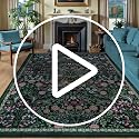 5x7 Floral Washable Area Rug - Dark Green Boho Living Room Carpet