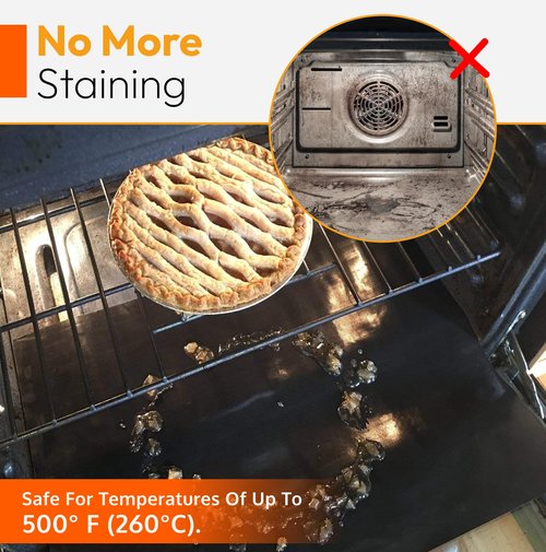 Heavy Duty Oven Liners for Bottom of Oven, Non Stick Teflon Liners for Electric or Gas Ranges, Reusable Mats for Electric Gas Microwave or Grill, BPA & PFOA Free Spill Guard, Kitchen Accessory