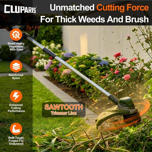 Cluparis Heavy Duty Trimmer Line - .155-Inch 3lb 308ft Sawtooth String for Echo, Husqvarna, Ryobi | Extra Durable Tri-Extrusion