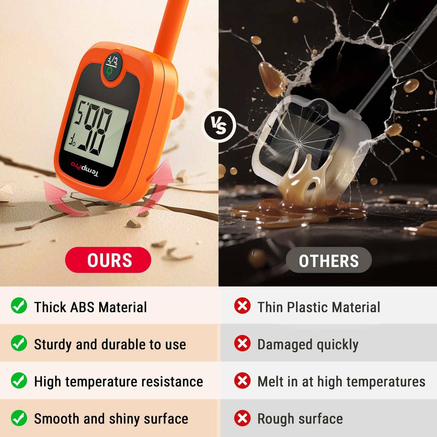 TempPro TP509 Candy Thermometer with Pot Clip, 10" Long Probe Instant Read Meat Food Thermometer with LCD, Cooking Oil Deep Frying Thermometer for Candy Syrup Sugar Brewing (Previously ThermoPro)