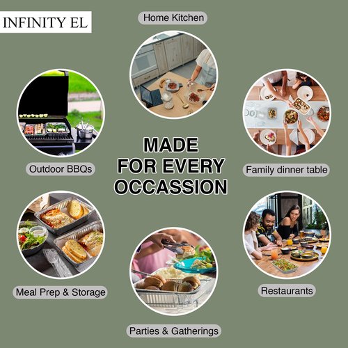 INFINITY EL Disposable Aluminum Foil Pans 25 Pack | Half Pan Extra 12.5" x 10.5" x 4" Deep Disposable Baking Pan | Heavy Duty Aluminum Foil Pan for Roasting Turkey, Lasagna, Thanksgiving, Christmas