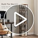 MAHANCRIS 5-Tier Rotating Corner Bookshelf - Rustic Brown & Black, Spinning Storage Rack