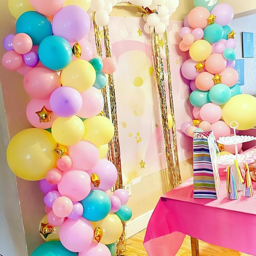 HILAVO Pastel Balloons - 60 Pcs Metallic Pink, Purple, Teal & Blue Latex Balloons for Birthday & Wedding Decor