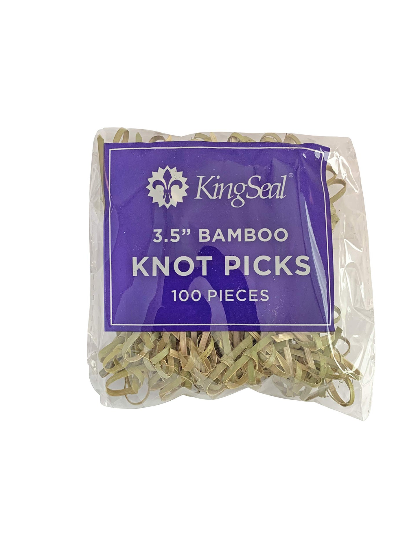 200 Count | KingSeal Bamboo Wood Flower Knot Picks, Skewers, 3.5 Inches, Perfect for Cocktails and Appetizers - 2 Packs of 100 Count