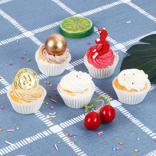 Caperci Mini Cupcake Liners - 500 Count White Greaseproof Muffin Wrappers for Baking